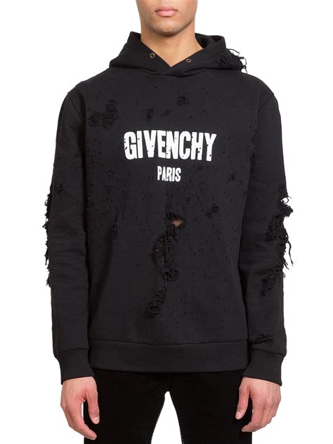 givenchy black logo hoodie|givenchy hoodie with holes.